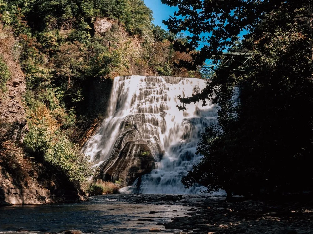 Ithaca Falls in the distance