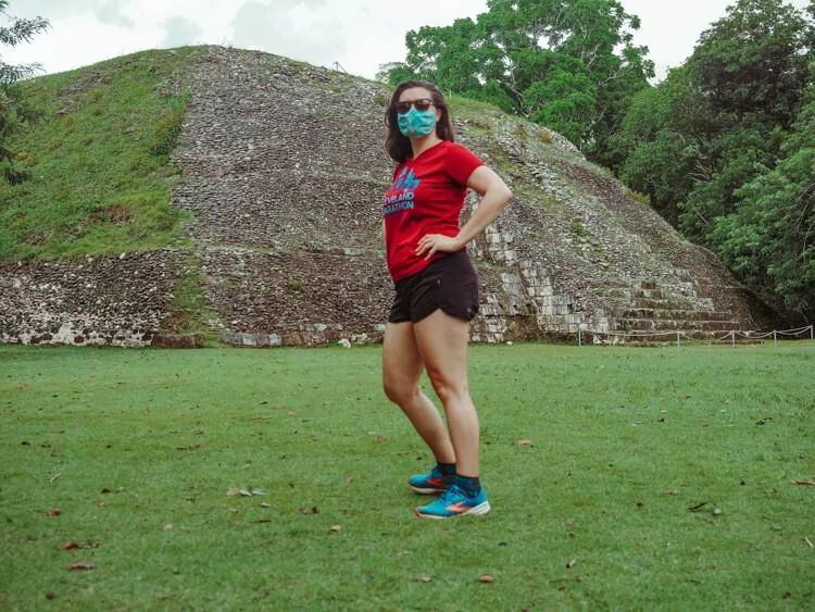 Kat in front of Xunantunich - Belize Honeymoon