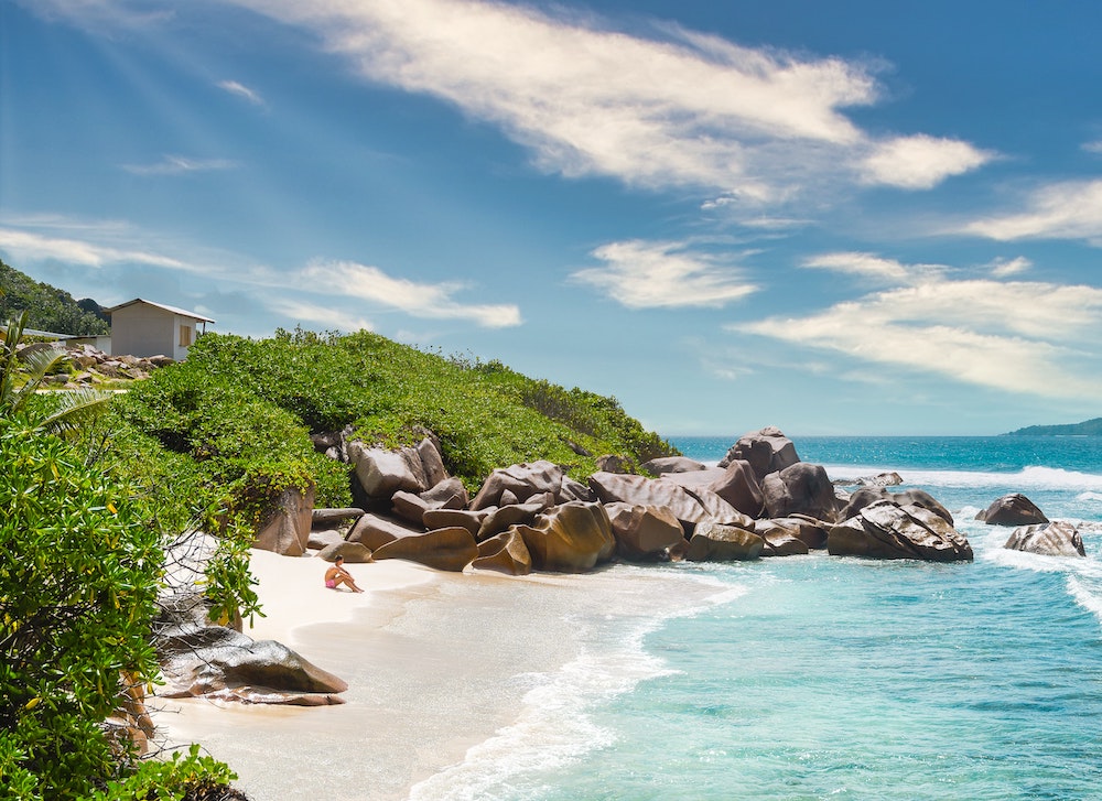 La Digue beach in the Seychelles
