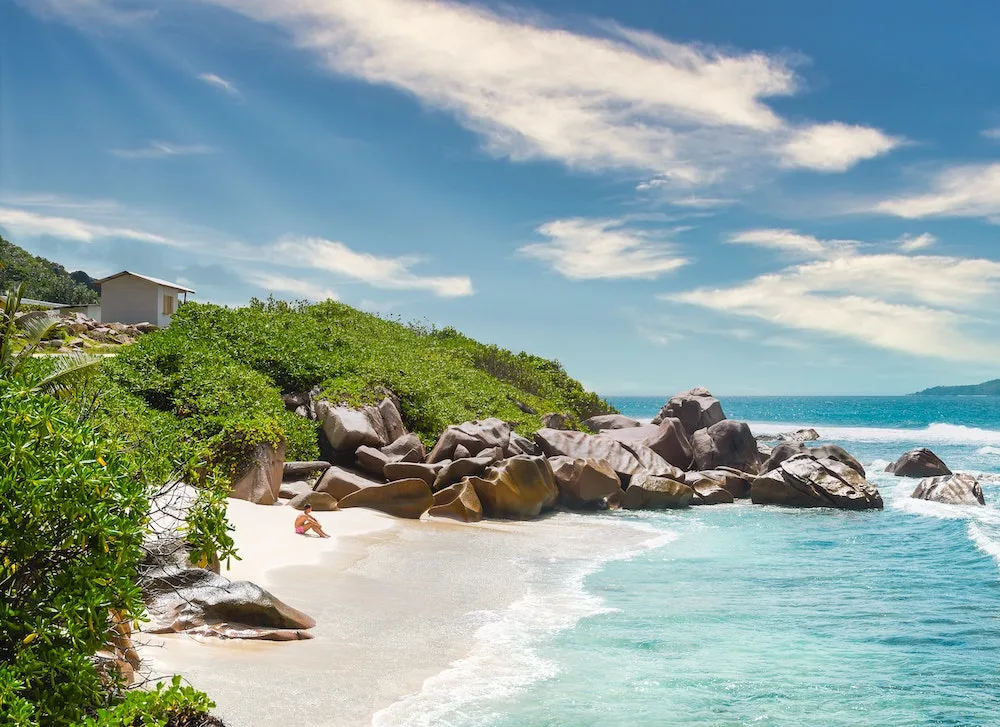 La Digue beach in the Seychelles
