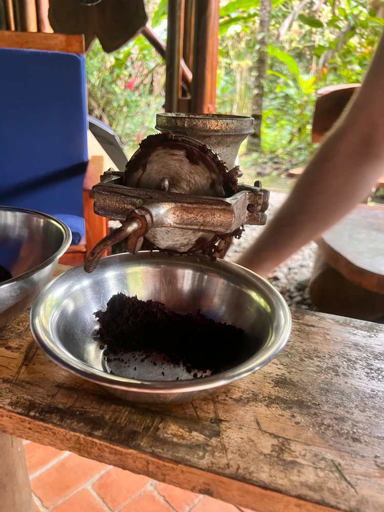Grinding cacao beans