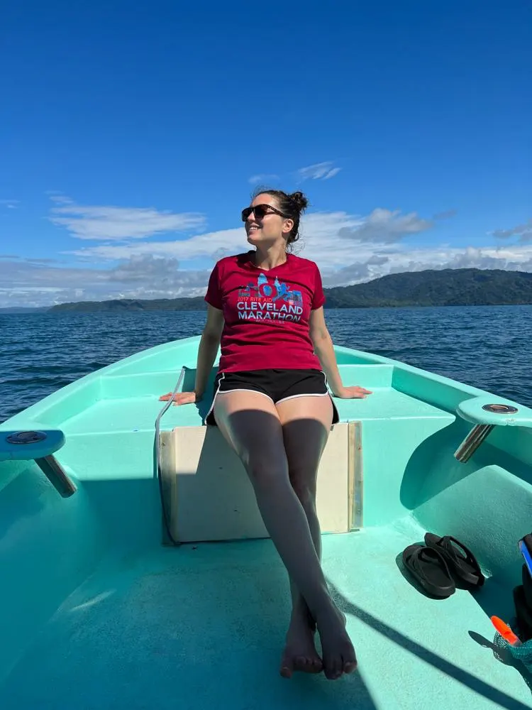 Kat lounging on the boat in the Golfo Dulce