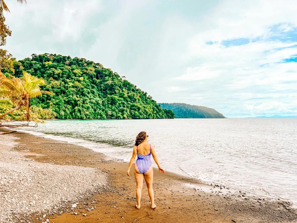 Kat on the beach in the Golfo Dulce Costa Rica