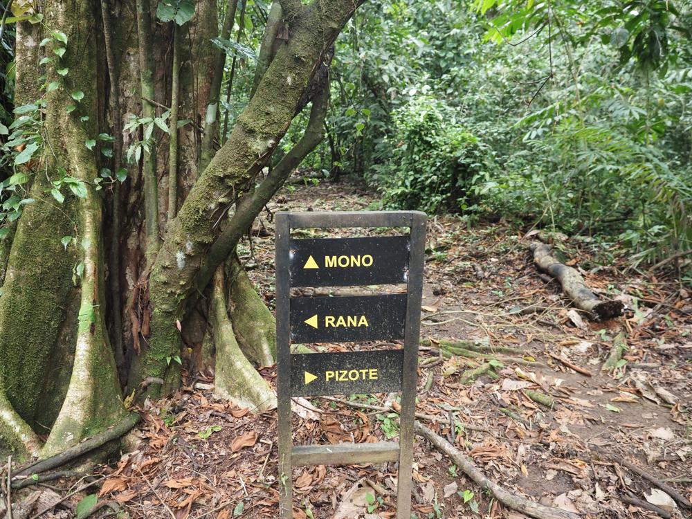 Trail sign at Playa Nicuesa Rainforest Lodge