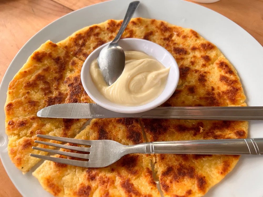 cheese tortilla with sour cream