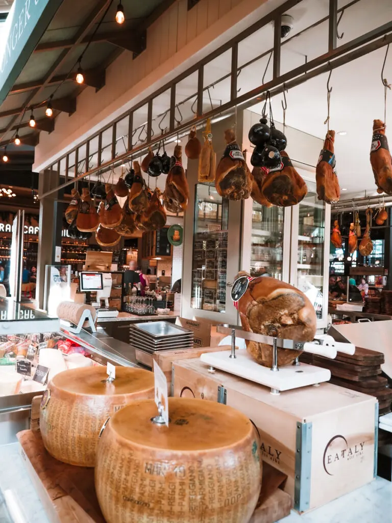 Cheese and meat at the Eataly restaurant in Park MGM