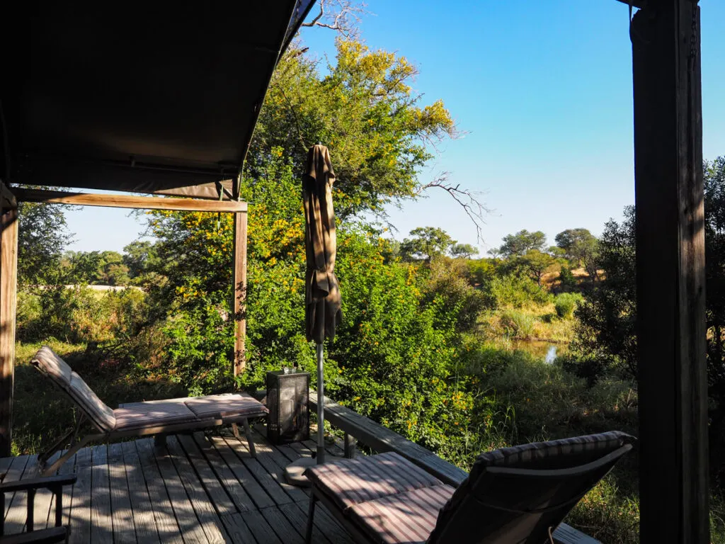 Exterior of Simbavati River Lodge tent