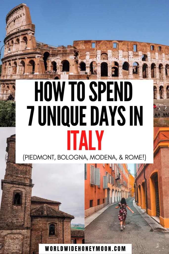 This is the ultimate 7 day Italy itinerary for food and wine lovers | 7 Days in Italy Itinerary | Italy Itinerary 7 Days | Italy Travel 7 Days | 7 Days Trip Italy | Italy in 7 Days Travel | Northern Italy Itinerary | Rome Itinerary | Piedmont Italy | Bologna Italy Itinerary | Unique Things to do in Italy | Italy Travel Unique | Unique Italy Experiences | Italy Travel Off-the-Beaten-Path | Off the Beaten Path Italy | Off the Beaten Path in Italy