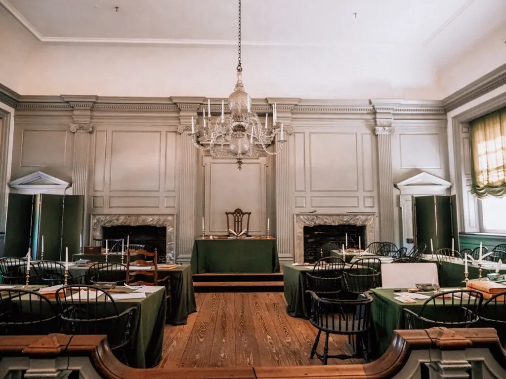 Inside Independence Hall where the Declaration of Independence was signed