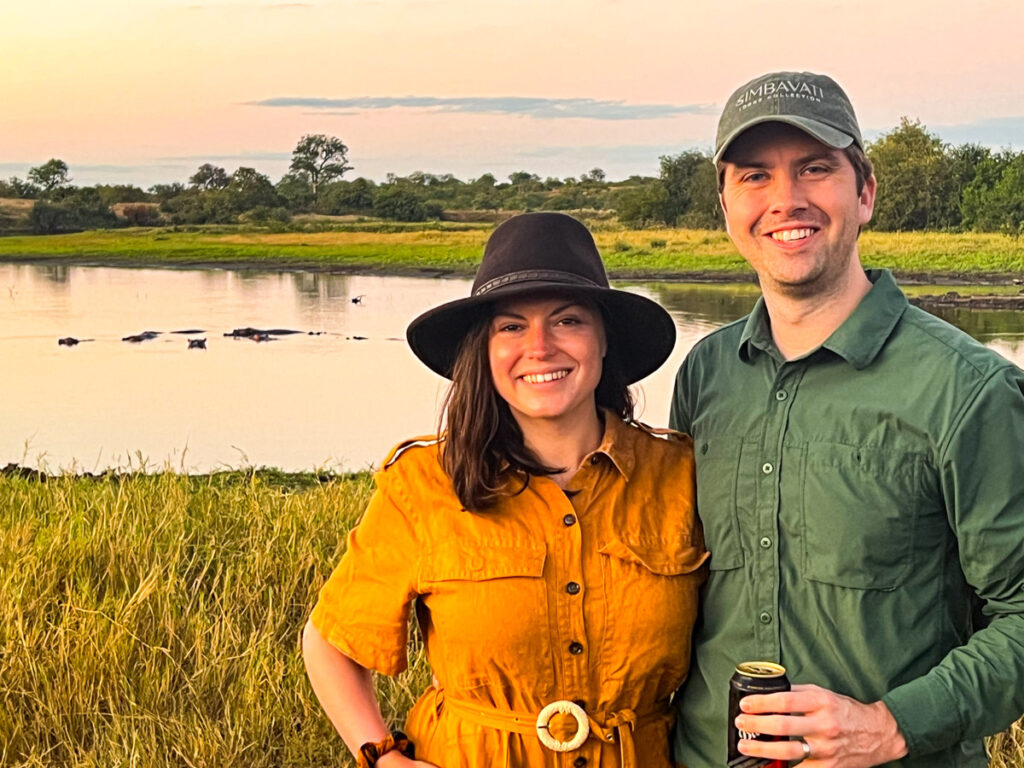 Kat and Chris at sunset on safari