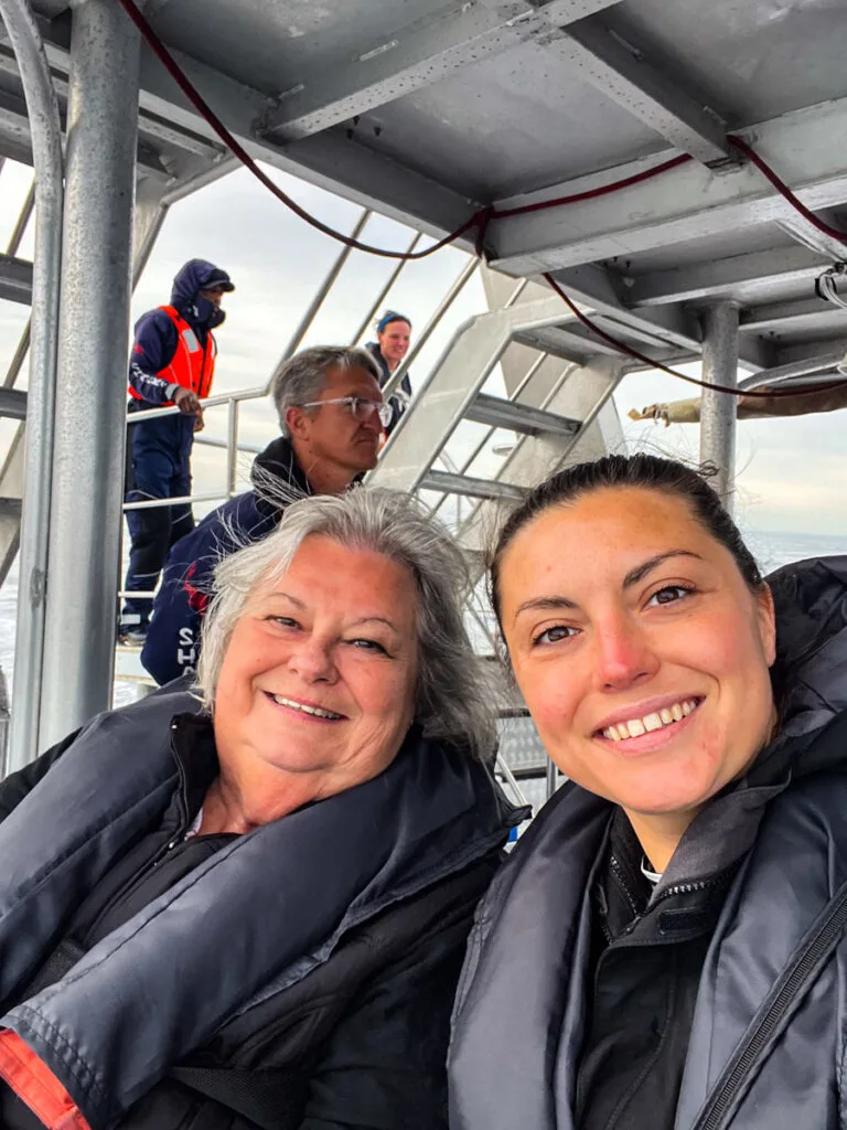 Kat and mom on a whale safari