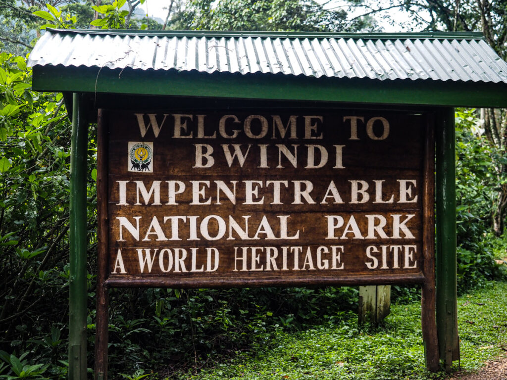 Bwindi Impenetrable National Park welcome sign