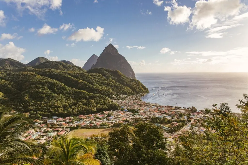 January Honeymoon Destinations | St Lucia with piton views