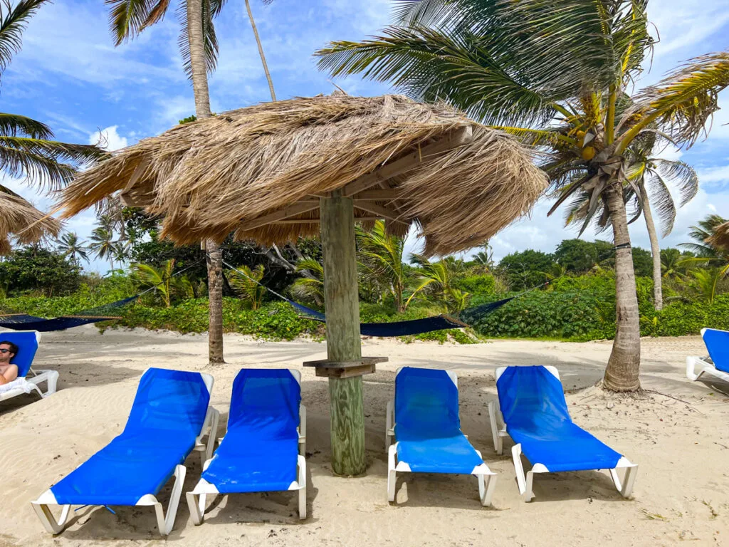 Beach loungers in St Lucia