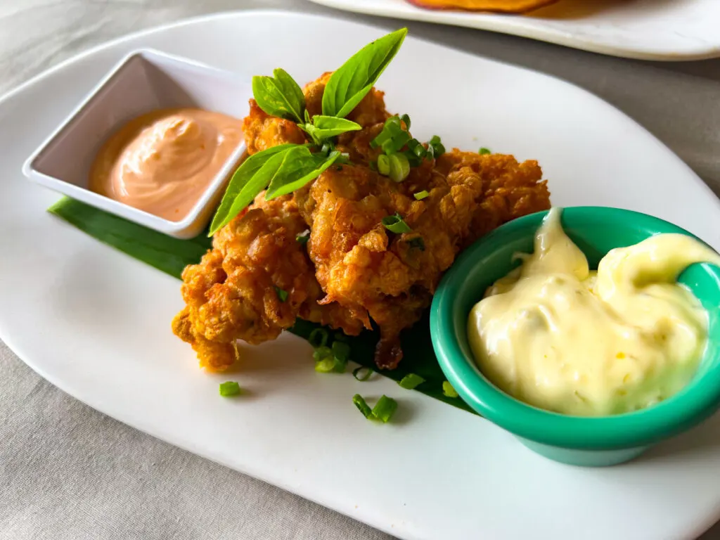 Conch fritters at a honeymoon resort in St Lucia