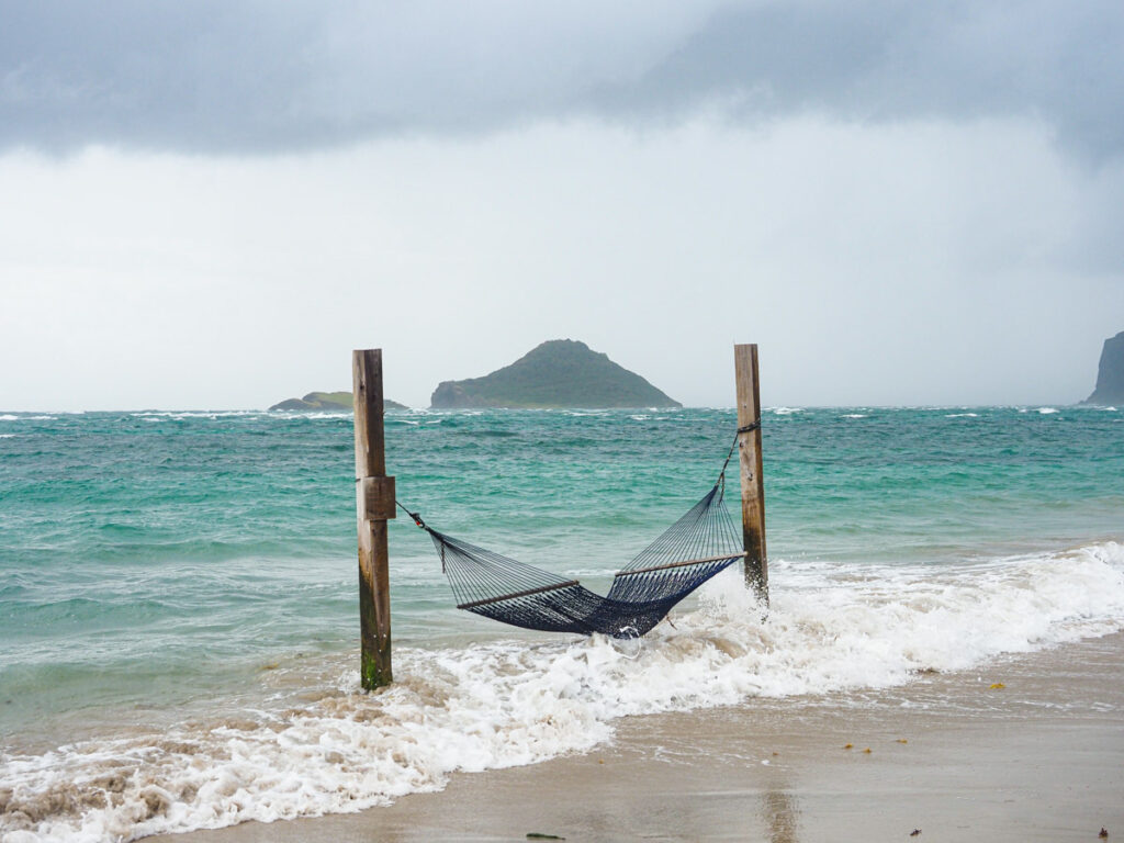 Hammock over the water in Saint Lucia