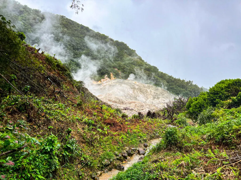 Steam coming up from the Volcano in St Lucia