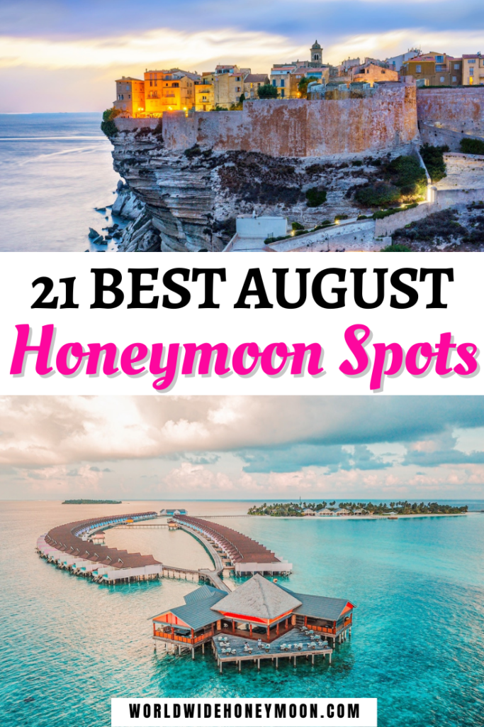 These are the 21 best August honeymoon destinations | Honeymoon in August | Best Honeymoon Destinations in August | Where to Honeymoon in August | Best Places to Honeymoon in August | Honeymoon Destinations USA August | Best Honeymoon in August | August Travel Destinations | Romantic Travel Destinations August | Romantic Travel Ideas