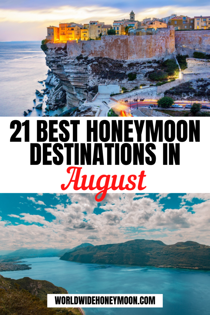 These are the 21 best August honeymoon destinations | Honeymoon in August | Best Honeymoon Destinations in August | Where to Honeymoon in August | Best Places to Honeymoon in August | Honeymoon Destinations USA August | Best Honeymoon in August | August Travel Destinations | Romantic Travel Destinations August | Romantic Travel Ideas 
