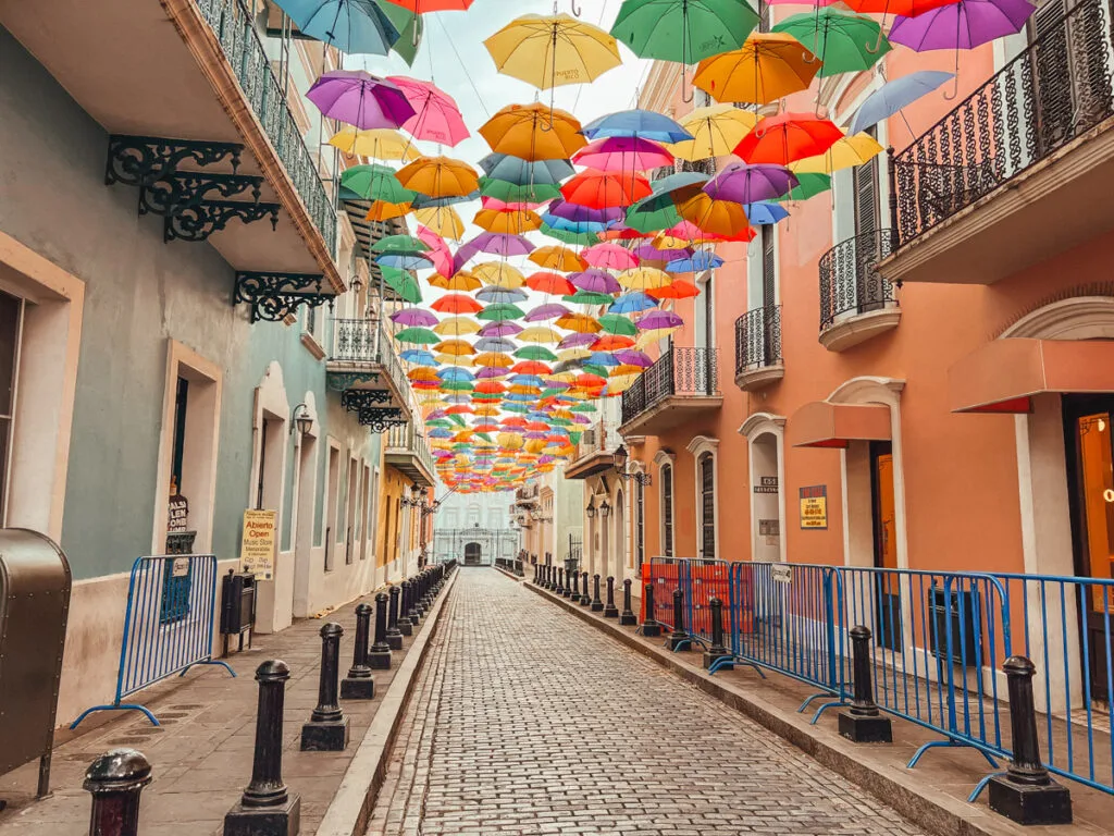 Umbrella street in Old San Juan