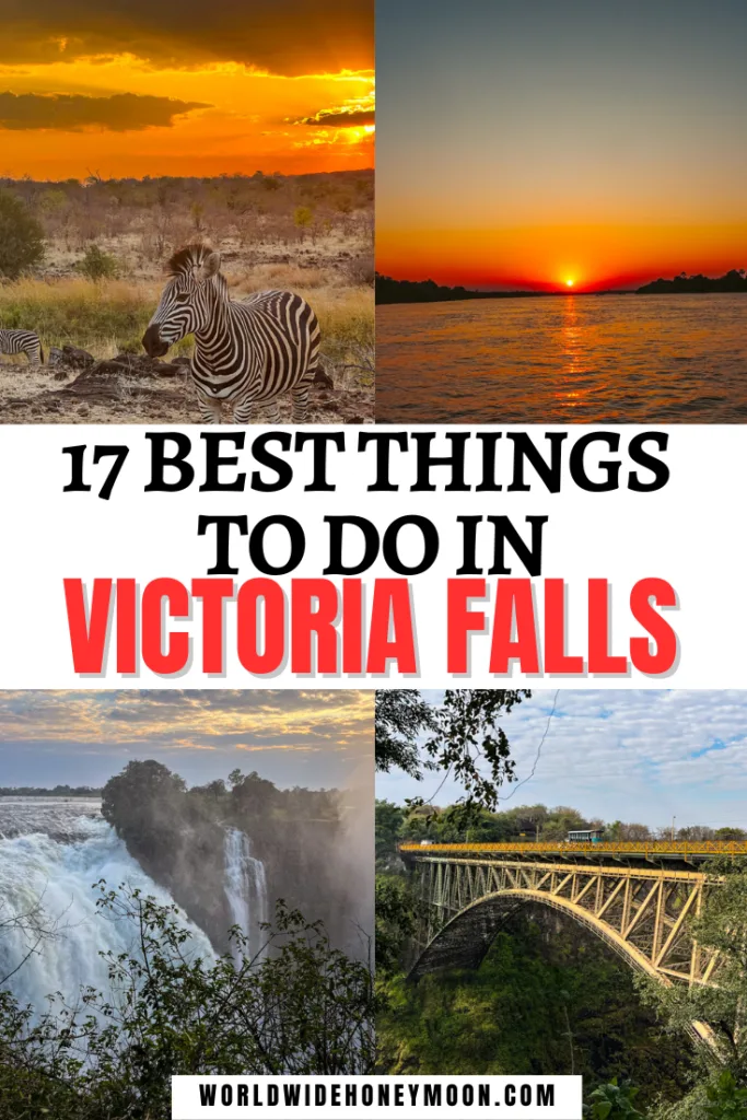 These are 17 things to do in Victoria Falls | Victoria Falls Zimbabwe | Victoria Falls Zambia | Victoria Falls Africa |. Victoria Falls Photography | Victoria Falls Zimbabwe Photography | Victoria Falls Bridge | Victoria Falls Hotel | Victoria Falls Safari Lodge | Lookout Cafe Victoria Falls | Victoria Falls Cruise | Zambezi River Sunset Cruise | Zambezi River Photography
