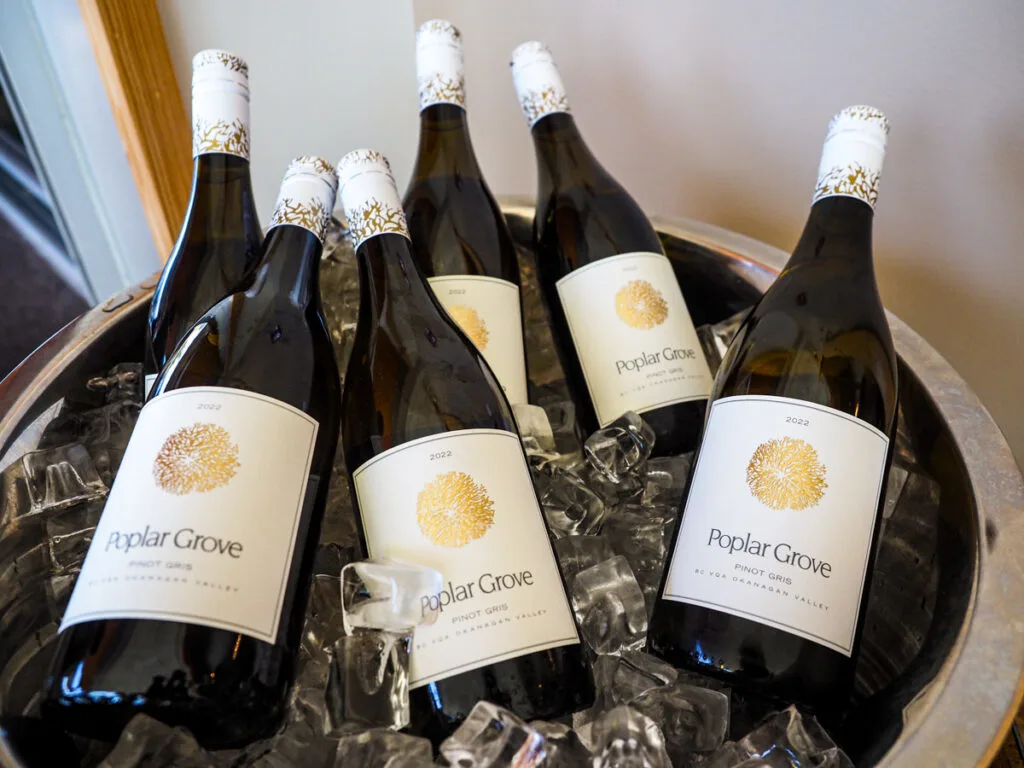 Bottles on ice at Poplar Grove Wine estate