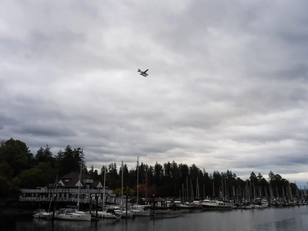 Sea plane over Stanley Park