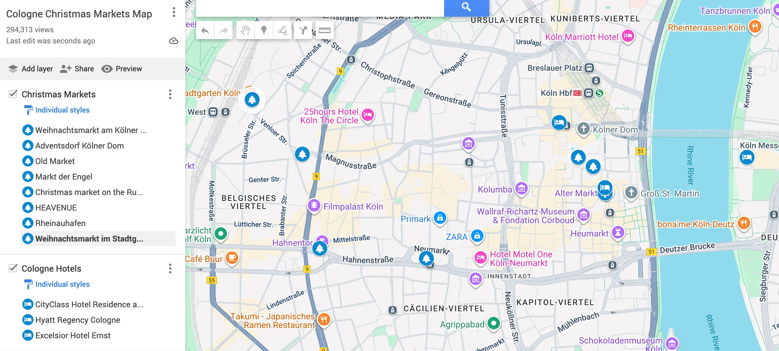 Cologne Christmas Market Map