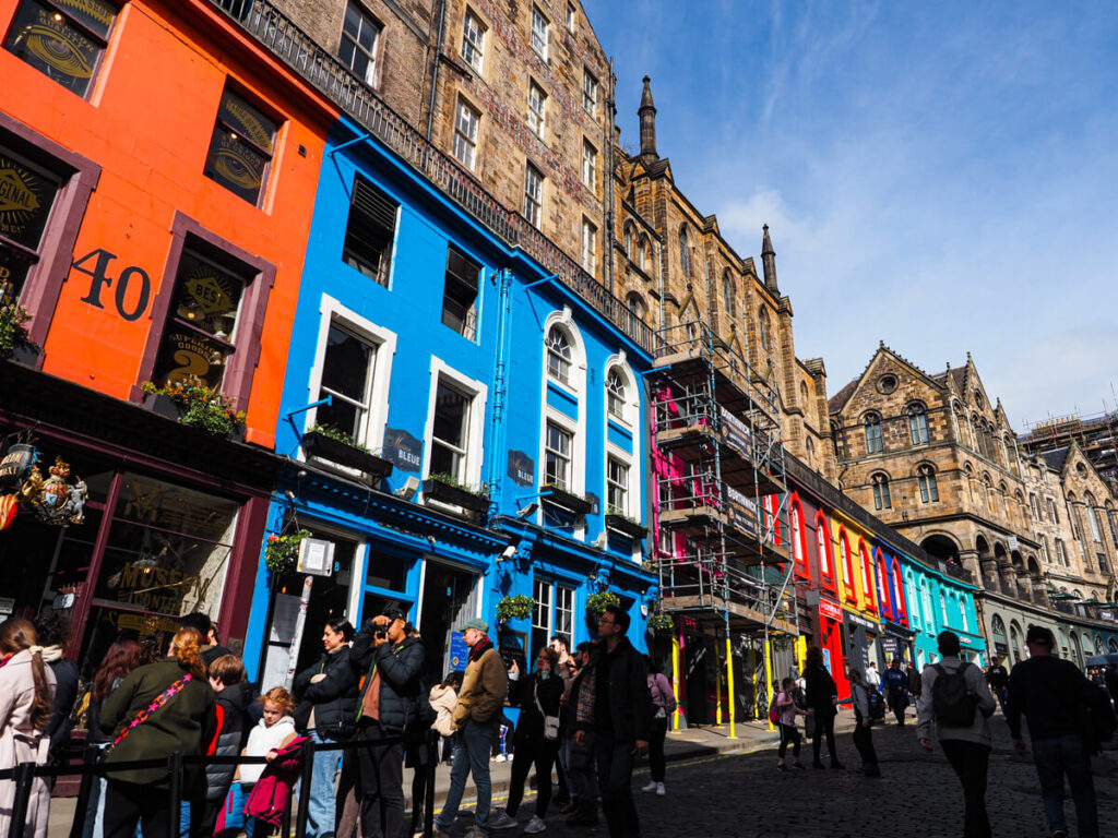 Colorful Victoria Street in Edinburgh