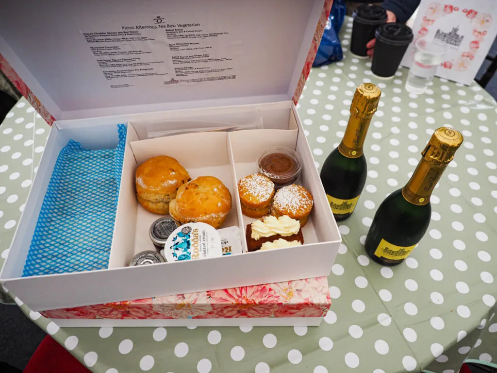 Inside picnic box at Highclere Castle