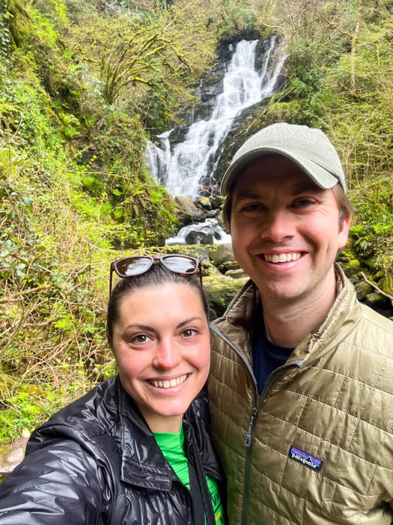 Kat and Chris at Torc Waterfall in Killarney National Park