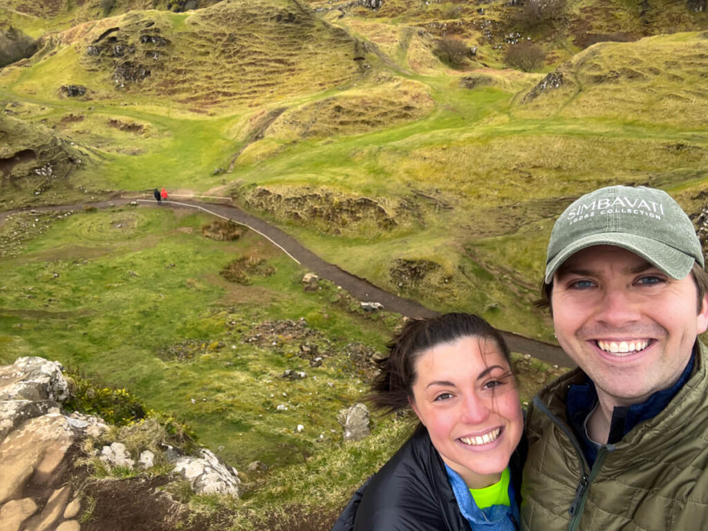 Kat and Chris at the Fairy Glen on Isle of Skye