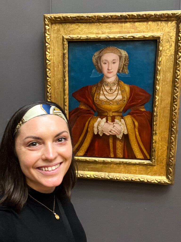 Kat by the Anne of Cleves Portrait in the Louvre