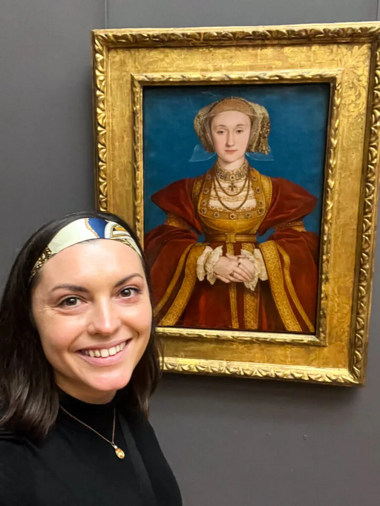 Kat by the Anne of Cleves Portrait in the Louvre