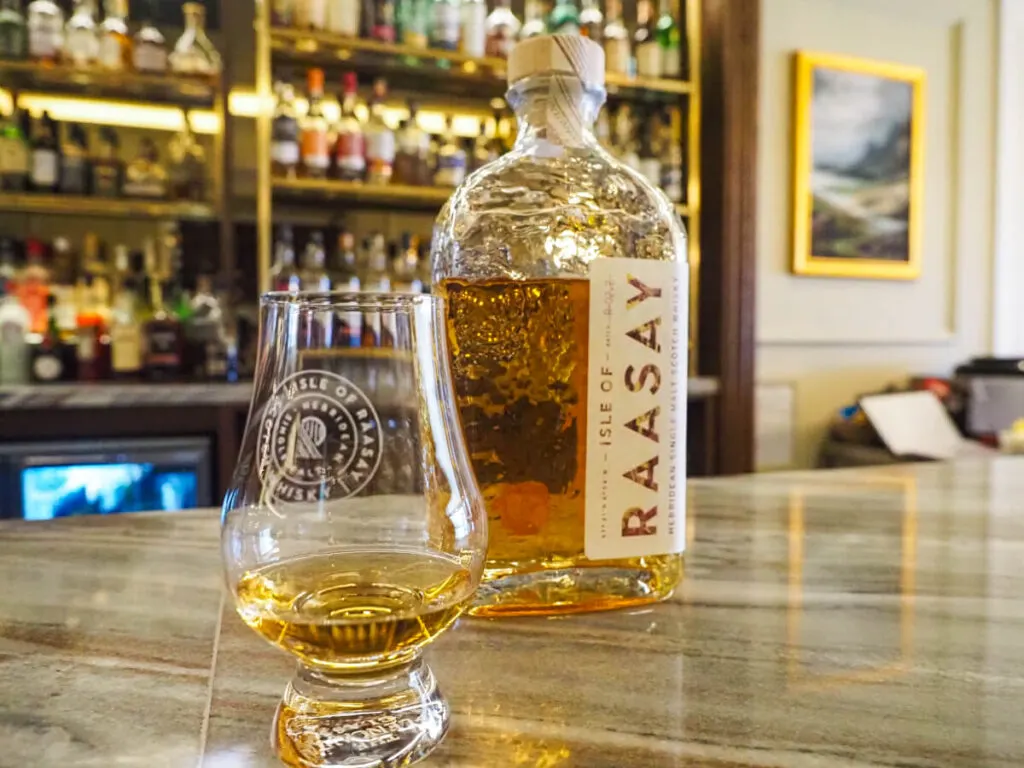 Raasay Whisky at the bar at the Cuillin Hills Hotel