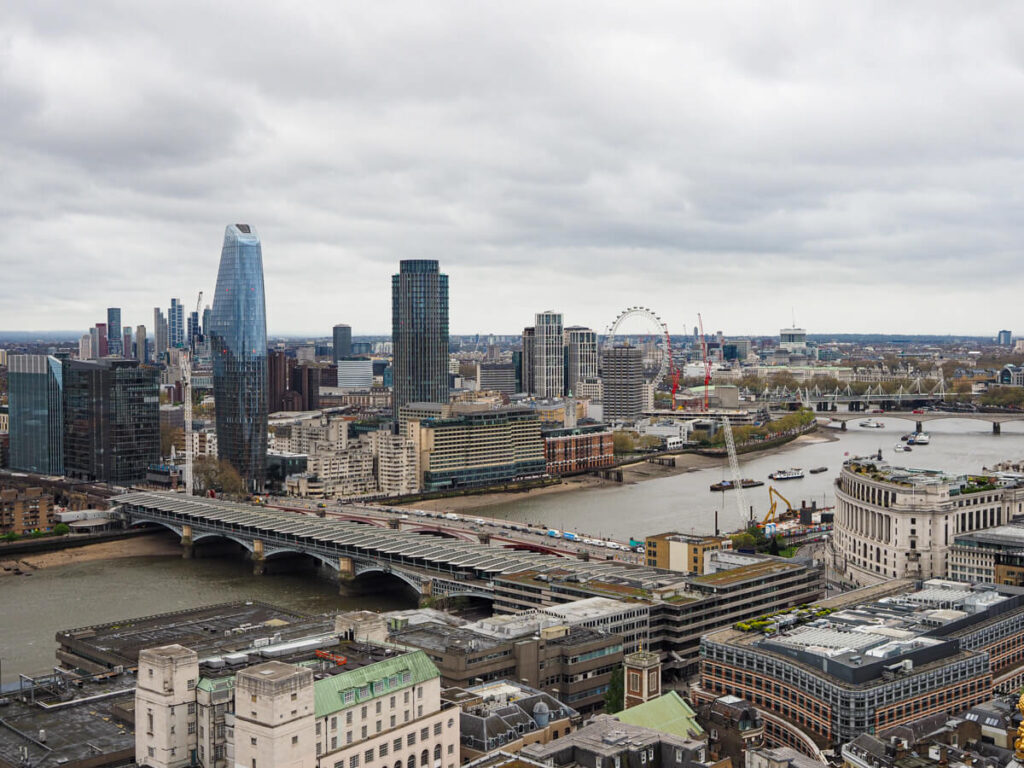View of London Eye from St Pauls Cathedral