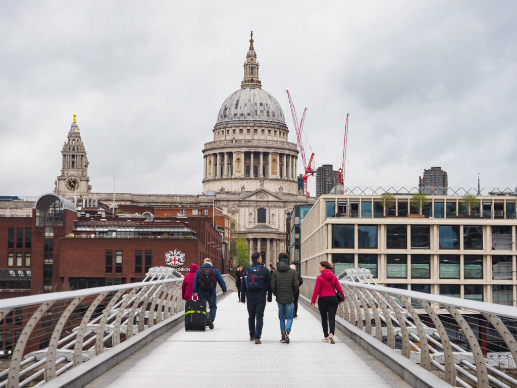 View of St Pauls Cathedral from Millennium Bridge