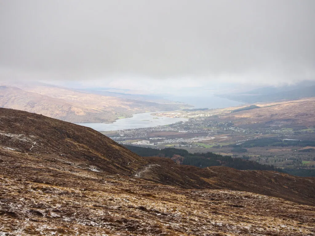 Views from the Ben Nevis Gondola of the mountain and lake below