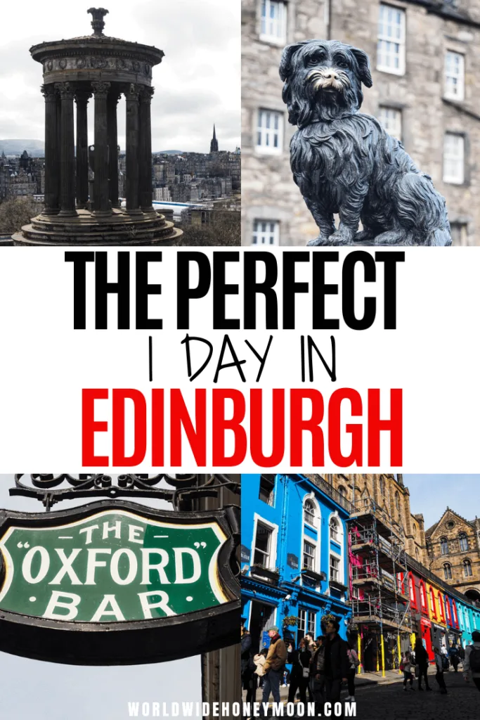 Dreaming of spending 1 day in Edinburgh, Scotland? This is how to spend 1 perfect day in Edinburgh including stops at Edinburgh Castle, the Scotch Whisky Experience, Greyfriars Kirkyard, and more! This guide includes everything you need to know about exploring Edinburgh in 1 day so click here to learn how to have the best visit!