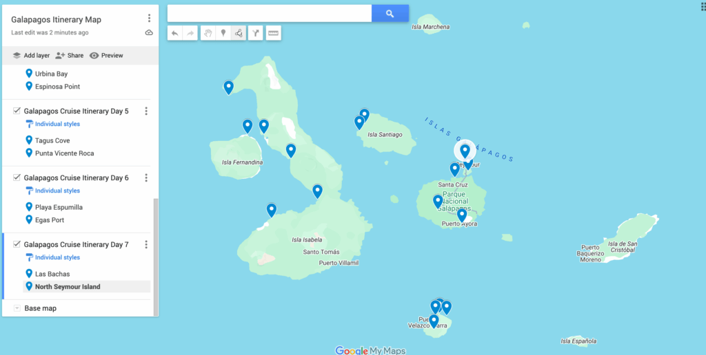 Galapagos Islands Itinerary Map