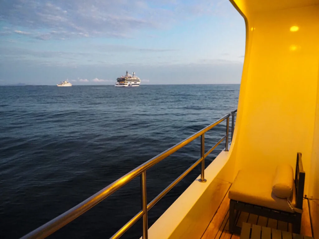 View from the balcony on La Reina Silvia Voyager ship
