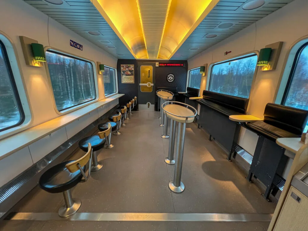 Dining area on the Santa Claus Express