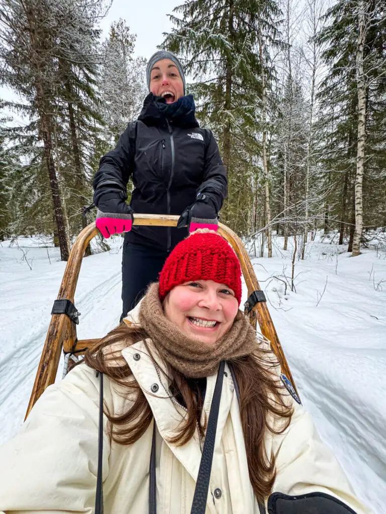 Kat and Amanda dogsledding selfie 3