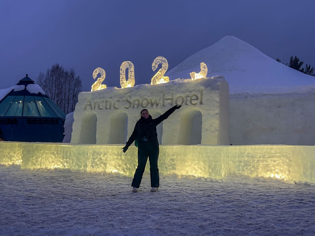 Kat in front of the Arctic SnowHotel 2