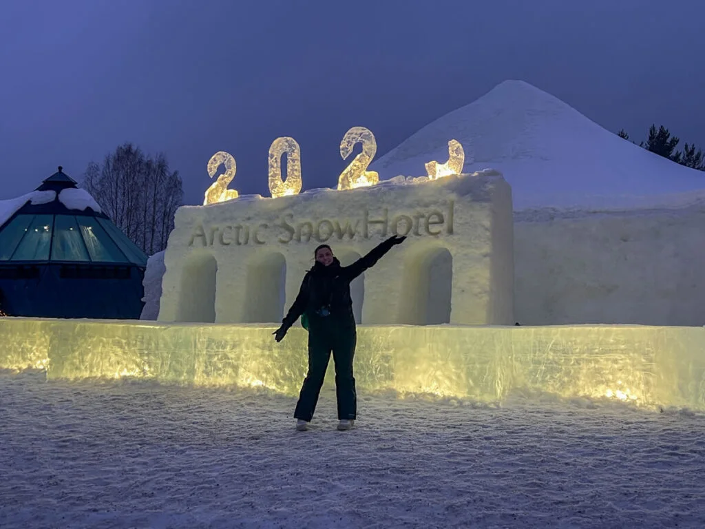 Kat in front of the Arctic SnowHotel 2