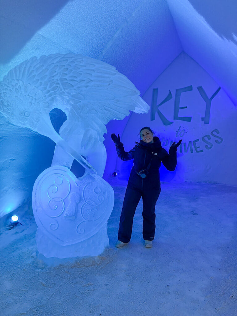Kat in the foyer of the Arctic SnowHotel