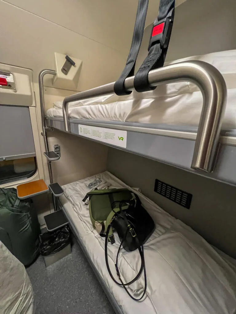 Our bunk beds on the Santa Claus Express