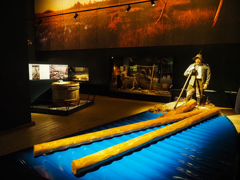 Arktikum museum display with Mannequin by fake water
