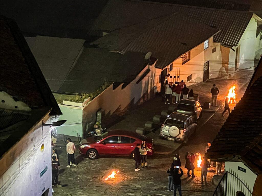 Lit up streets of Quito on New Years Eve
