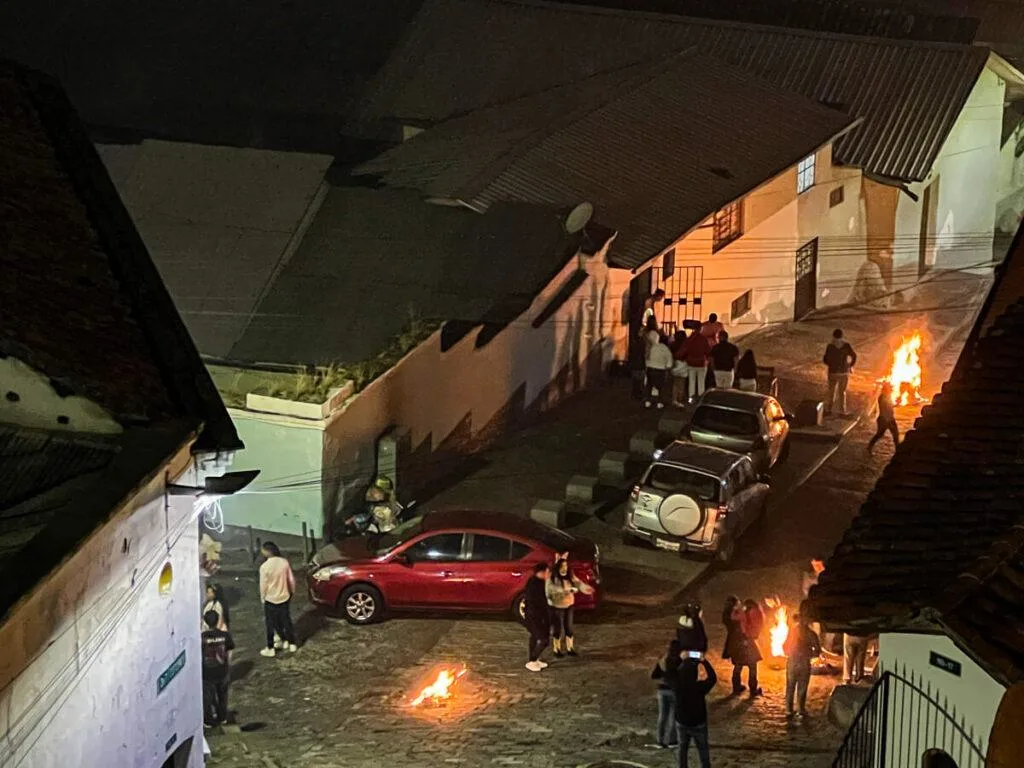 Lit up streets of Quito on New Years Eve